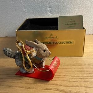 Vtg Hallmark The Downhill Run Tree Trimmers Christmas Ornament Rabbit Sled 1979